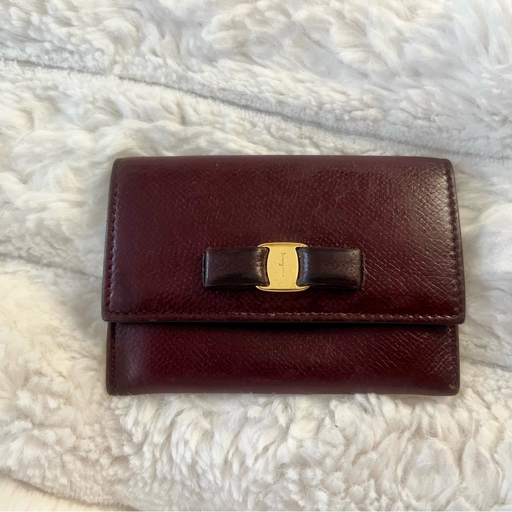Salvatore Ferragamo Brown Leather Wallet with Signature Bow